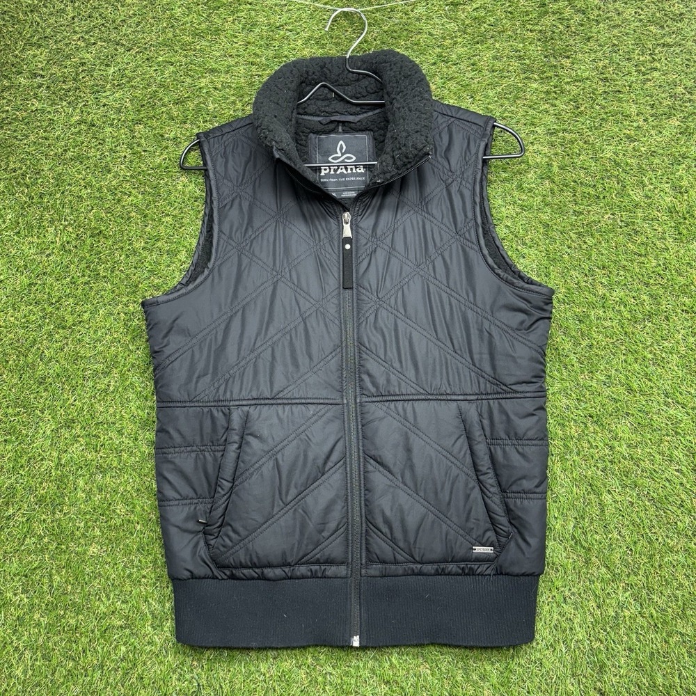 Prana Elsa Vest Womens Small Sherpa Lined Black Full Zip Outdoor Hiking Puffer